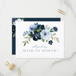 navy light blue Maid of Honour proposal card