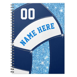 Navy Light Blue Personalized, Volleyball Notebooks