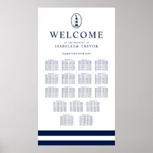 Navy Lighthouse Nautical   17 Table Seating Chart