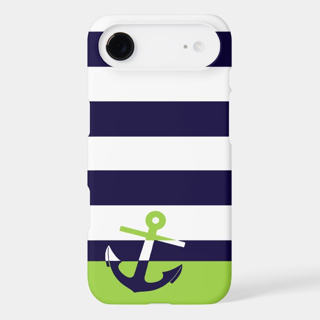 Navy/Lime Green Anchor Case-Mate iPhone Case (Back)