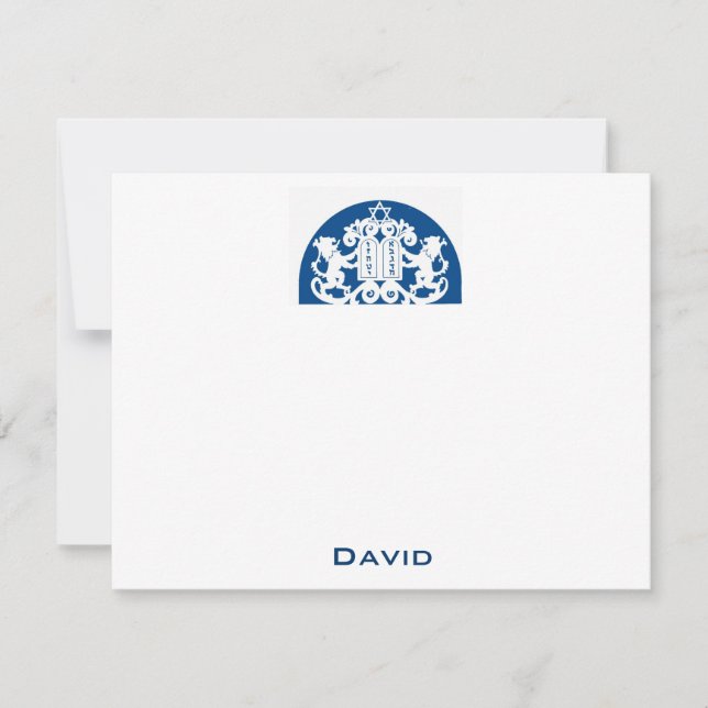 Navy Lions Bar Mitzvah Thank You Card (Front)