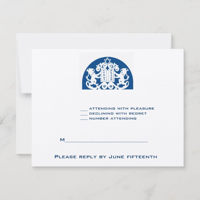 Navy Lions Silver Jewish Bar Mitzvah RSVP (Front)