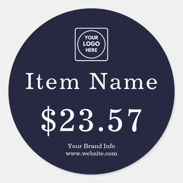 Navy Logo | Modern Custom Branded Price Tag (Front)