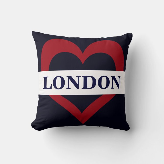 navy London heart throw pillow (Front)