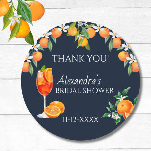 Navy Love at First Spritz Bridal Shower Thank You Classic Round Sticker