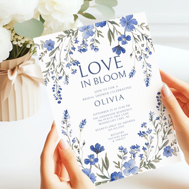 Navy Love in Bloom Bridal Shower Invitation (Creator Uploaded)
