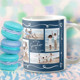 Navy Love You Grandma 4 Photo Hand Drawn Doodles Coffee Mug