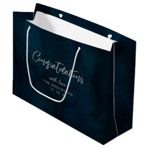 Navy Lustre Dark Blue Congratulations Wedding Large Gift Bag