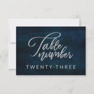 Navy Lustre Dark Blue Silver Wedding Table Numbers