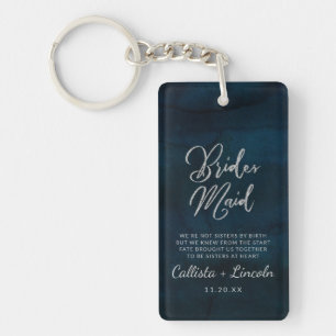 Navy Lustre Dark Blue To the Bridesmaid Quote Key Ring
