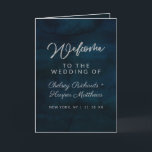 Navy Lustre Dark Blue Watercolor Wedding Ceremony Program<br><div class="desc">Navy Lustre Dark Blue Watercolor Design,  with Silver Sparkle Typography,  and beautiful watercolour background texture. With Modern Chic Script Fonts. A trendy & Luxurious style - Personalised Wedding Ceremony Folded Program!

 ~ Check my shop to see the entire wedding suite for this design!</div>