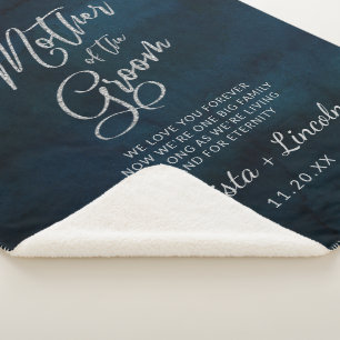 Navy Lustre to the Mother of the Groom Quote Sherpa Blanket