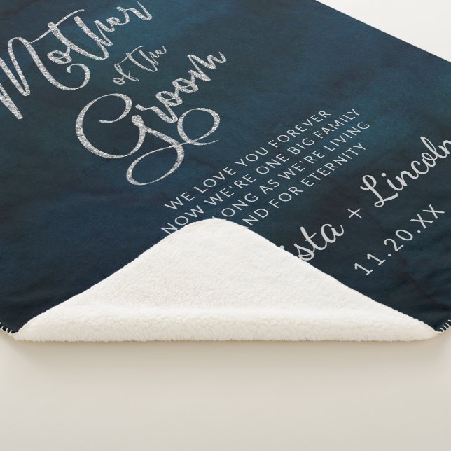 Navy Lustre to the Mother of the Groom Quote Sherpa Blanket (3/4)