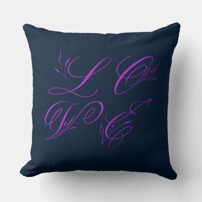Navy + Magenta LOVE Pillow (Front)