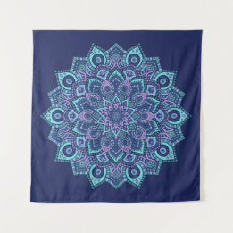Navy Mandala Tapestry