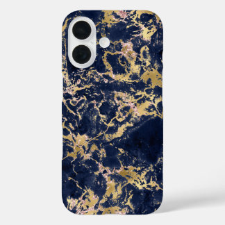 Navy Marble 1 iPhone 16 Case