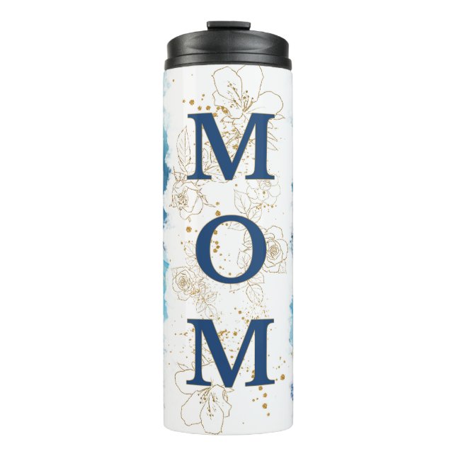 Navy Marble Mom Photo Coffee Travel Tumbler Mug (Front)