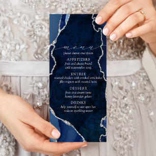Navy Marble & Silver Agate Wedding Menu