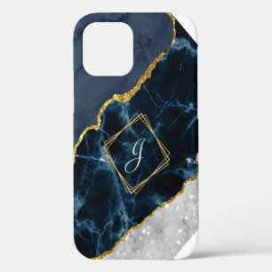 Navy Marble with Gold Glitter iPhone / iPad case