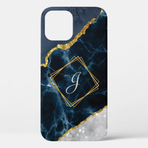 Navy Marble with Gold Glitter iPhone / iPad case