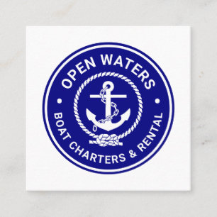 Navy Marina Boat Charter Logo Business Card