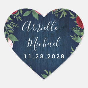 Navy Marsala Country Rustic Wedding Favour Sticker