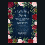 Navy Marsala Country Rustic Wedding Insert Cards<br><div class="desc">Navy Marsala Country Rustic Wedding Insert Cards - features a rustic navy blue wood background with greenery,  roses and other floral elements in shades of blush pink,  marsala,  burgundy and more.</div>