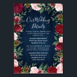 Navy Marsala Country Rustic Wedding Insert Cards<br><div class="desc">Navy Marsala Country Rustic Wedding Insert Cards - features a rustic navy blue wood background with greenery,  roses and other floral elements in shades of blush pink,  marsala,  burgundy and more.</div>