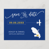 Navy Martinique Wedding Save the Date Map