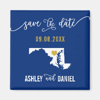 Navy Maryland Wedding Save the Date Map