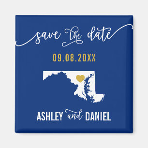 Navy Maryland Wedding Save the Date Map Magnet