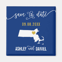 Navy Massachusetts Wedding Save the Date Map