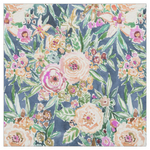 Navy MAUI MINDSET Tropical Colourful Floral Fabric