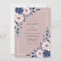 Navy Mauve Stately Floral Wedding