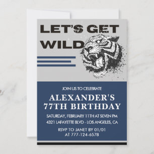 Navy Men 77th birthday invitations Tiger