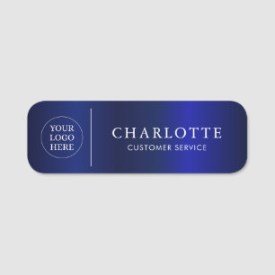 Navy Metallic Custom Logo Office Employee Staff Name Tag