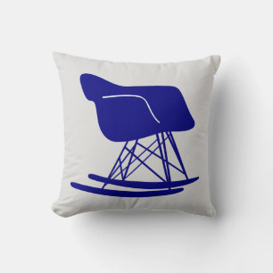 Navy Mid Century Modern Rocking Chair Throw Pillow