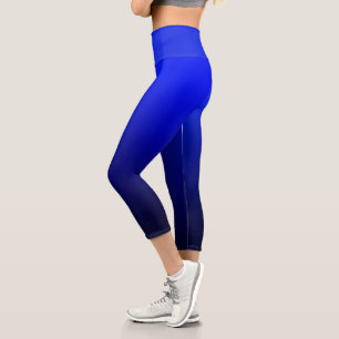 Navy Midnight Blue Ombre Gradient Capri Leggings