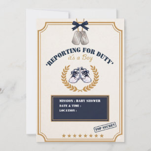 Navy Military Boy Baby Shower Invitation