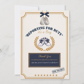 Navy Military Boy Thank You Card 