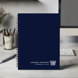 NAVY Minimal Monogram Initial CORPORATE BUSINESS Notebook