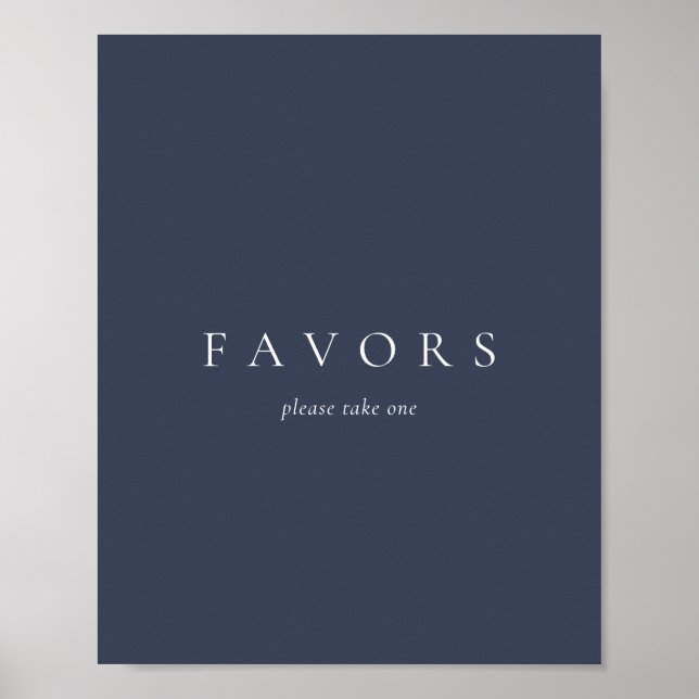 Navy Minimal Wedding Favours Gift Poster (Front)
