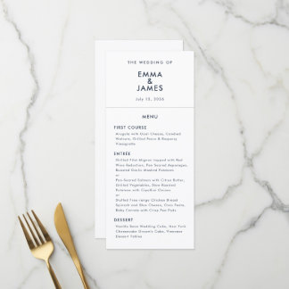 Navy Minimalist Ampersand Wedding | Elegant Menu