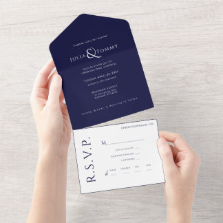 (NAVY) Minimalist, Elegant Wedding Invitation 