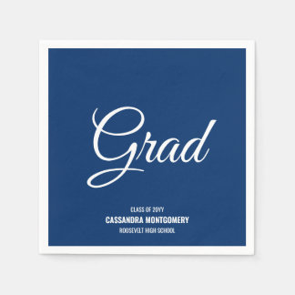 Navy Minimalist Modern Graduation Party Napkin
