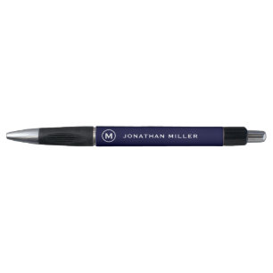 Navy Minimalist Monogram Personalised Pen