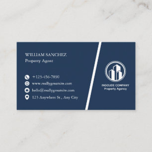 Navy Minimalist Property agent Business Card