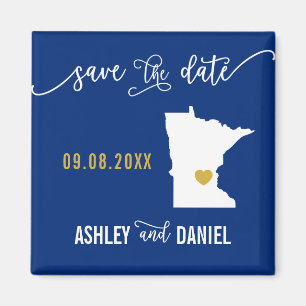 Navy Minnesota Wedding Save the Date Map Magnet