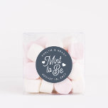 Navy | Mint to Be Personalised Wedding Favour Classic Round Sticker<br><div class="desc">Minty fresh wedding favour stickers feature "mint to be" in white script lettering accented with hearts,  on a navy blue background. Personalise with your names and wedding date.</div>