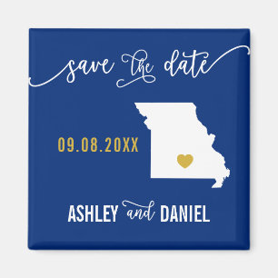 Navy Missouri Wedding Save the Date Map Magnet